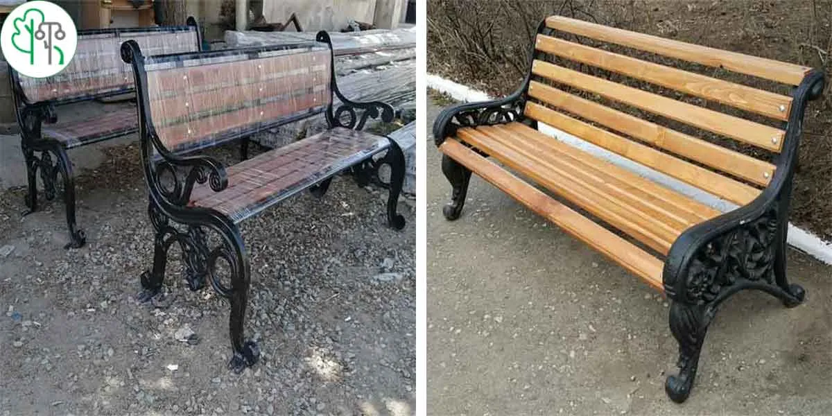 دو نوع نیمکت چدنی و نیمکت چوبی و فلزی 