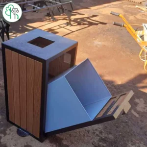 سطل زباله چوب و فلز کد 105