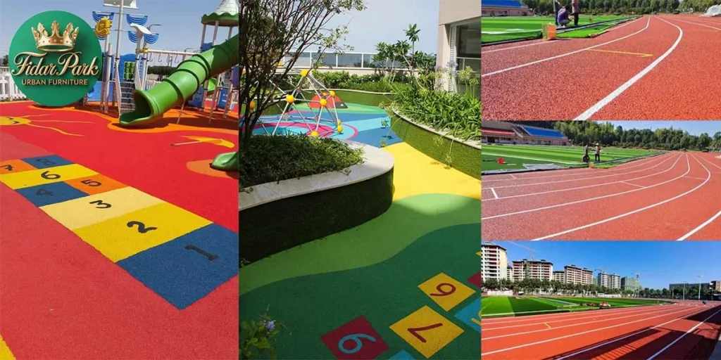 نمونه های اجرا شده کفپوش گرانولی درجاریز در طرح ها و رنگ های مختلف