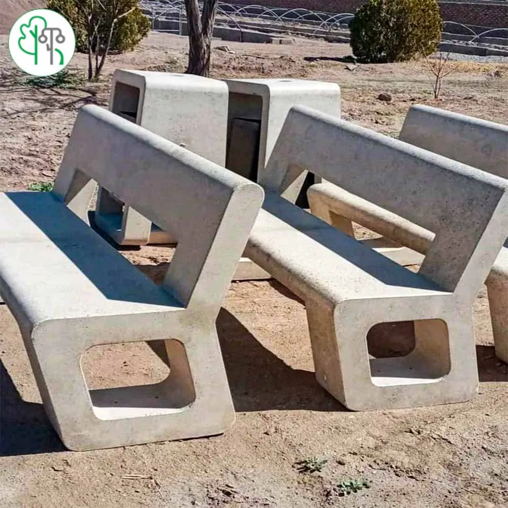 نیمکت بتنی بدون دسته با پوشش رزینی و پایه های مدل دار